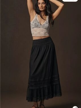 RIXO From Anthropologie Black Lace Midi Skirt 🌸 Size XL